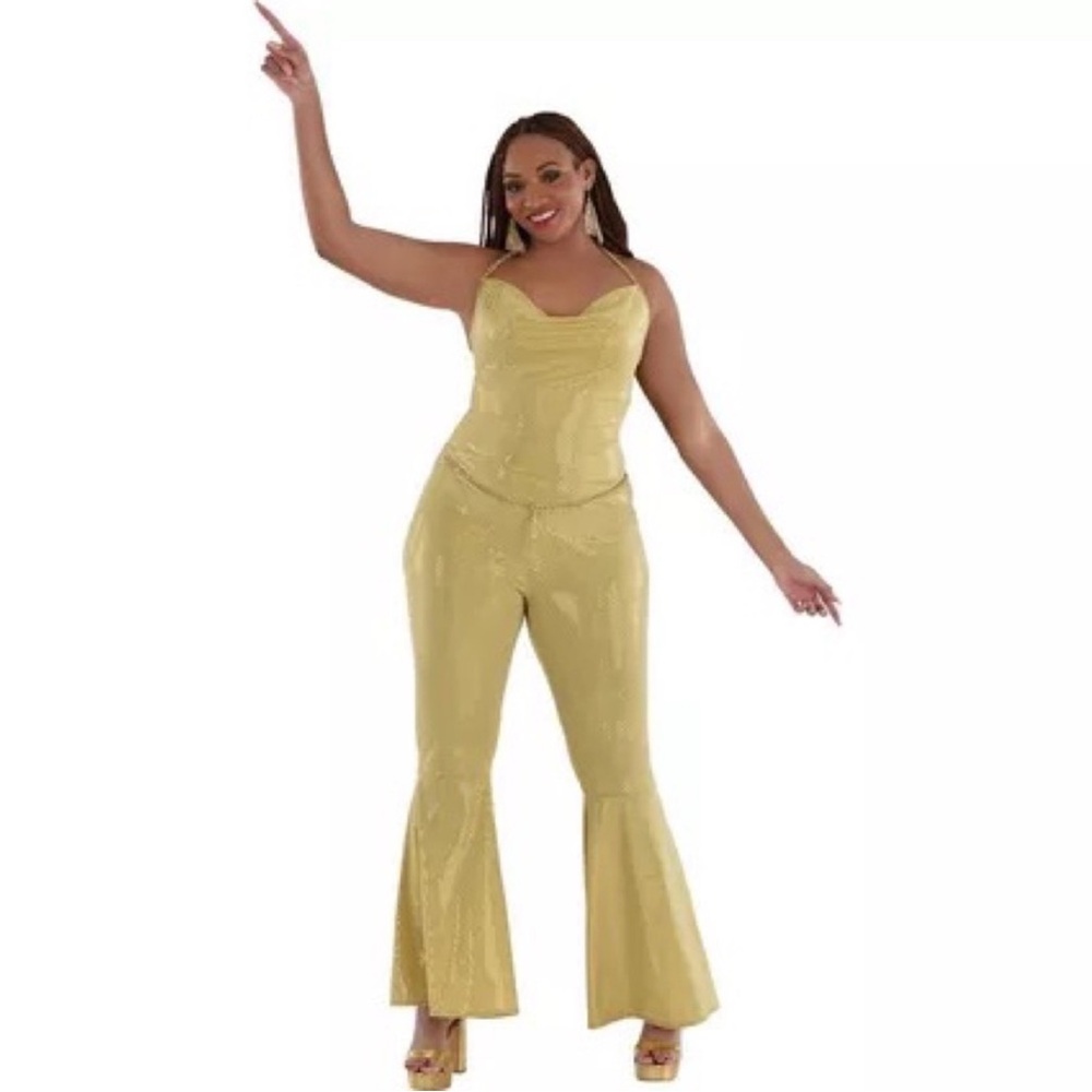 Gold Disco jumpsuit costume plus size 2XL 18-20